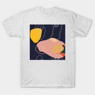 Dark Blue Yellow Sun Abstract Shapes T-Shirt